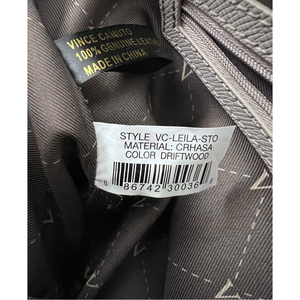 VINCE CAMUTO Leila Gray Driftwood Saffiano Leather Tote Bag - Picture 5 of 14